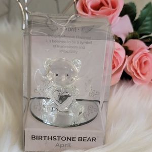 Interiors By Design April Birthstone Bear Angel Figurine Beautiful gift new